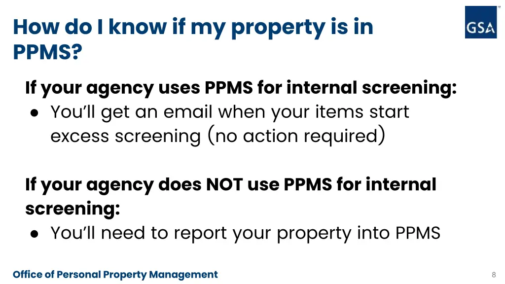 how do i know if my property is in ppms if your