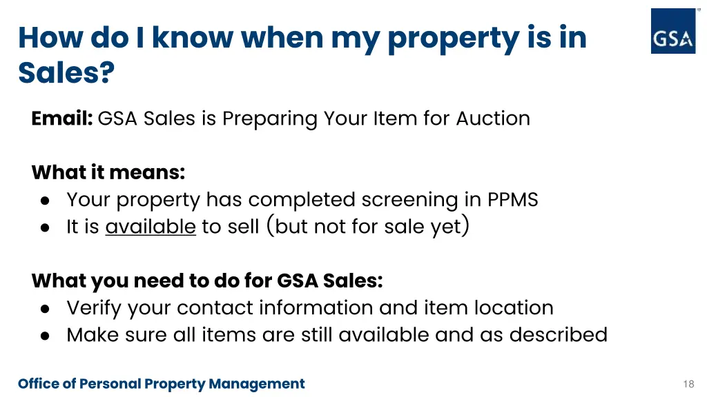 how do i know when my property is in sales