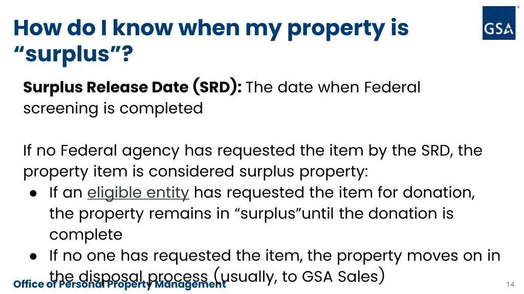 how do i know when my property is surplus surplus