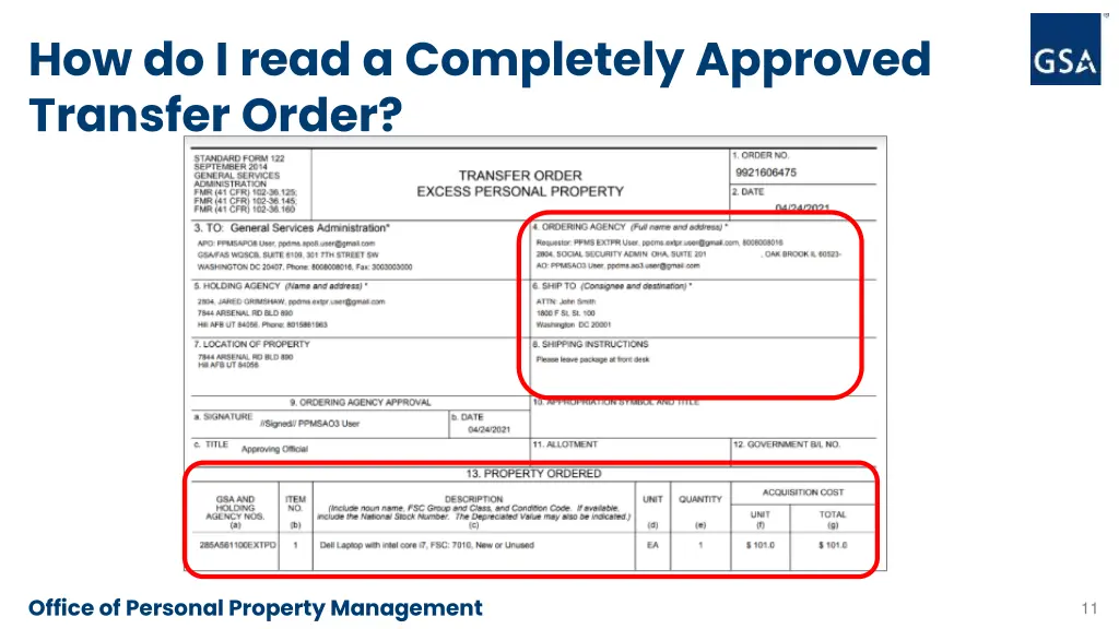 how do i read a completely approved transfer order