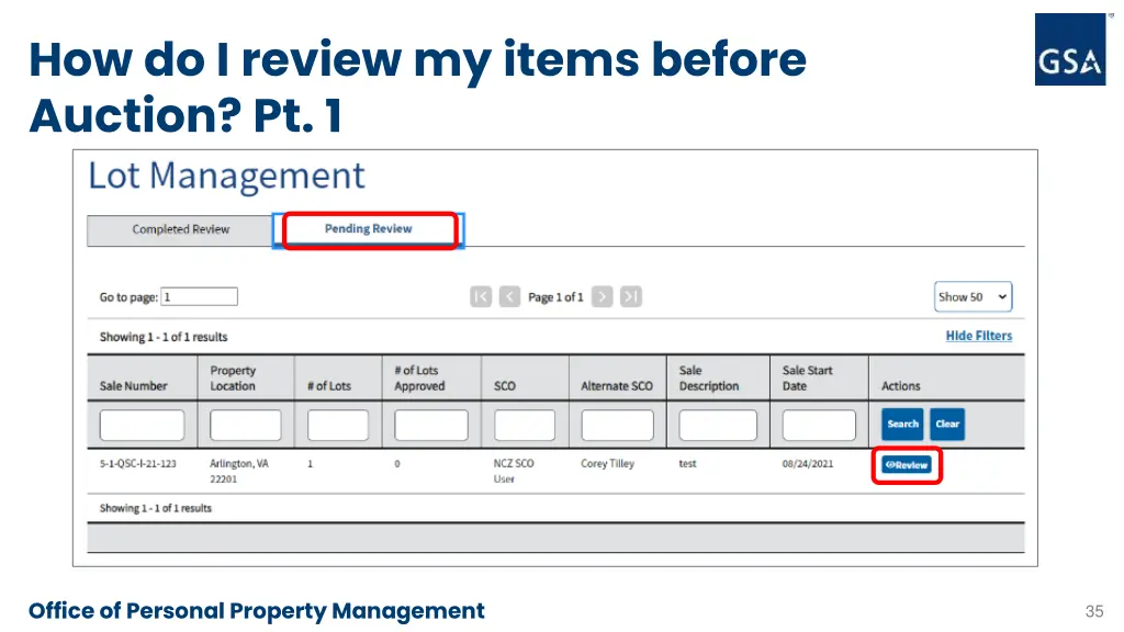 how do i review my items before auction pt 1