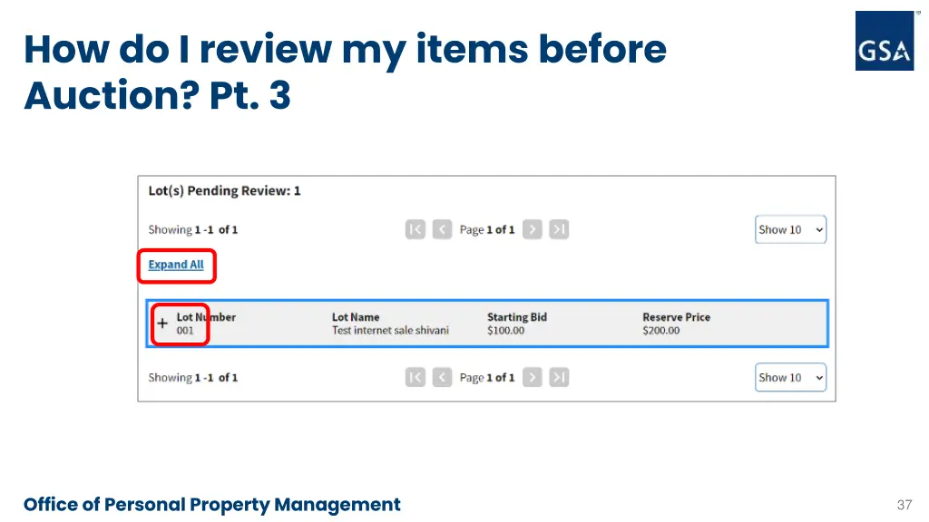 how do i review my items before auction pt 3