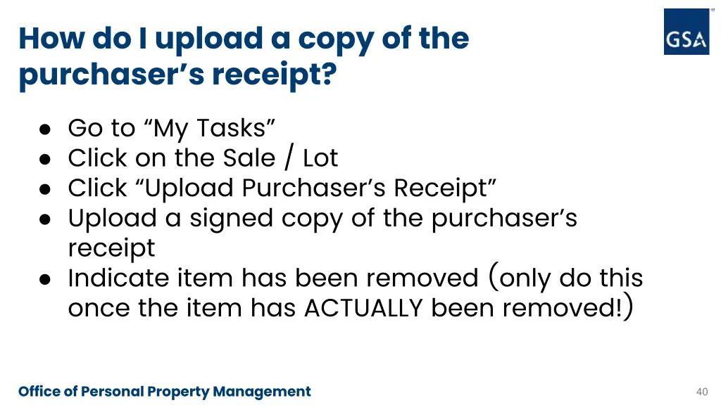 how do i upload a copy of the purchaser s receipt