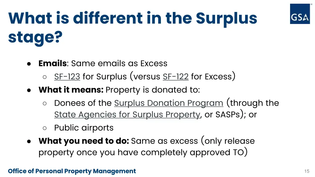 what is different in the surplus stage