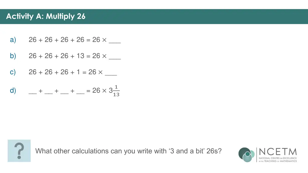 activity a multiply 26