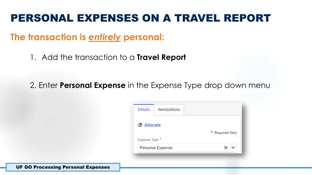 personal expenses on a travel report 2