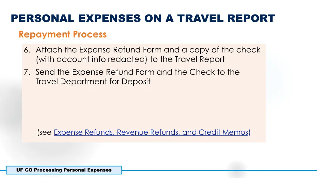 personal expenses on a travel report repayment 1