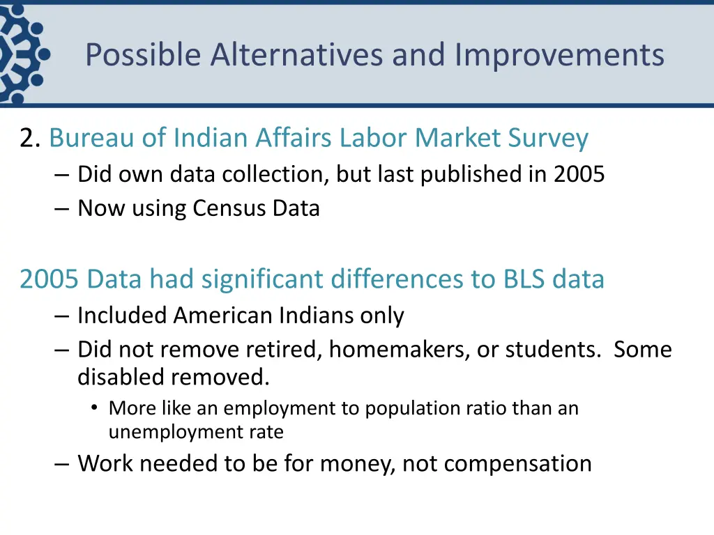 possible alternatives and improvements 1