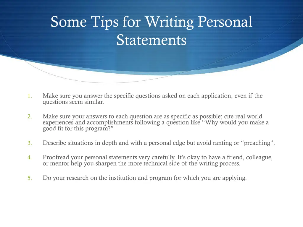 some tips for writing personal statements