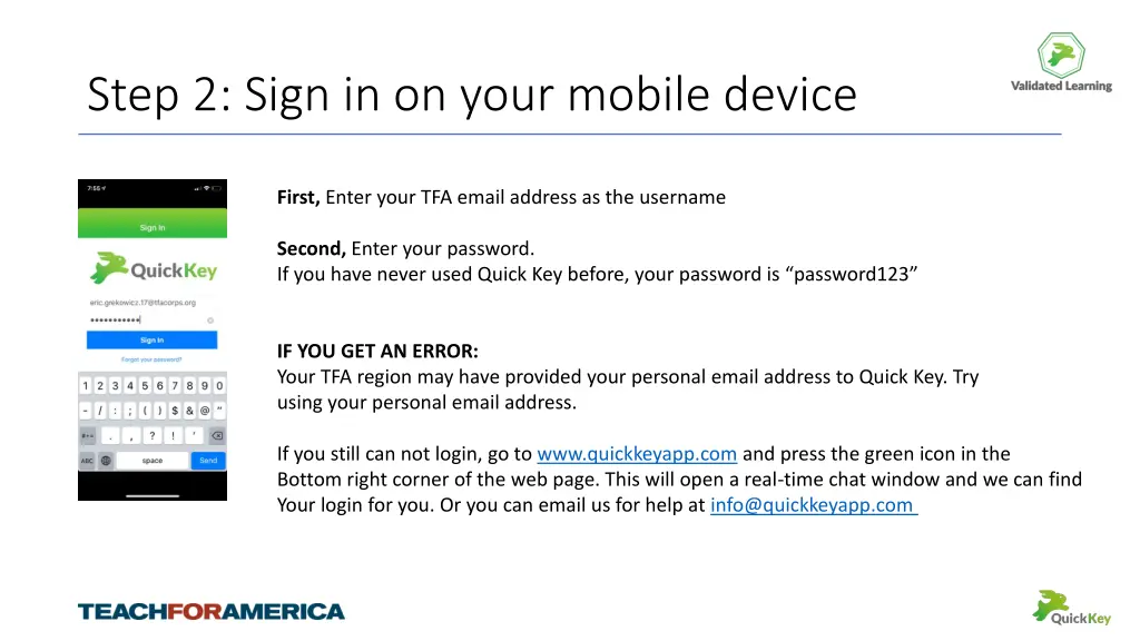 step 2 sign in on your mobile device