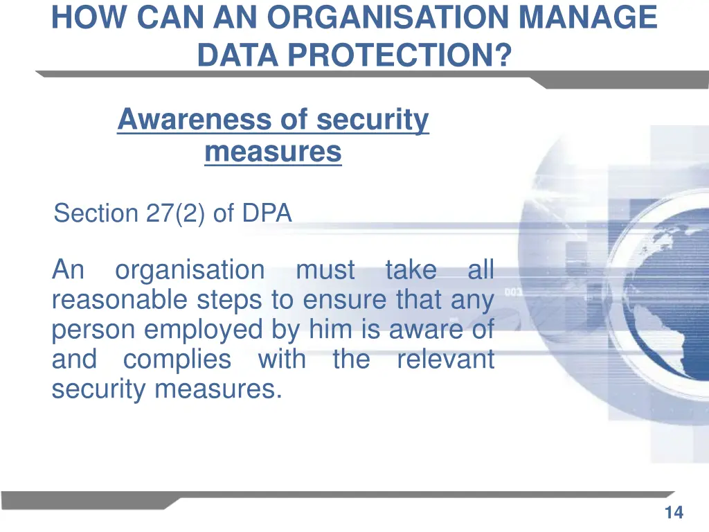 how can an organisation manage data protection 1