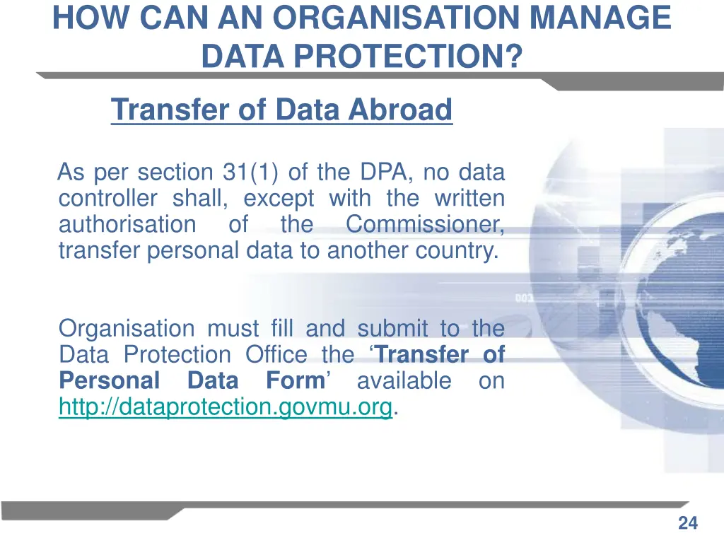 how can an organisation manage data protection 11