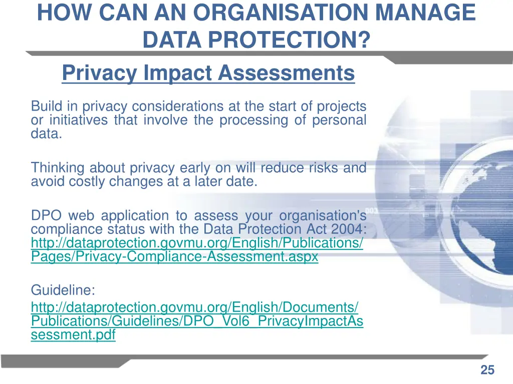 how can an organisation manage data protection 12