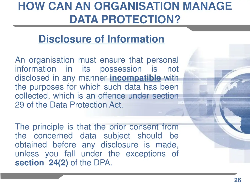 how can an organisation manage data protection 13