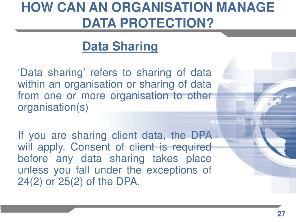 how can an organisation manage data protection 14