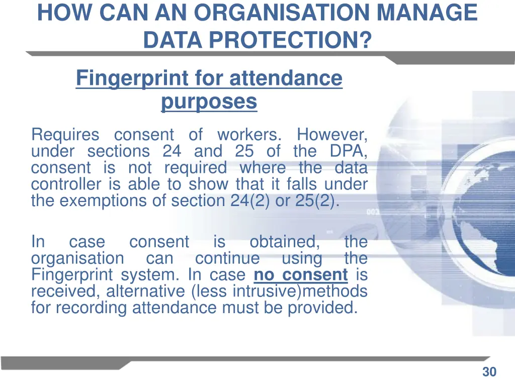 how can an organisation manage data protection 17