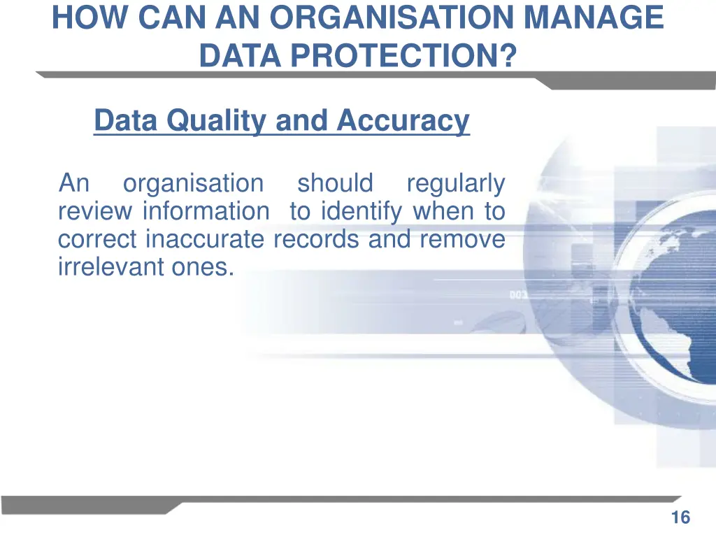 how can an organisation manage data protection 3