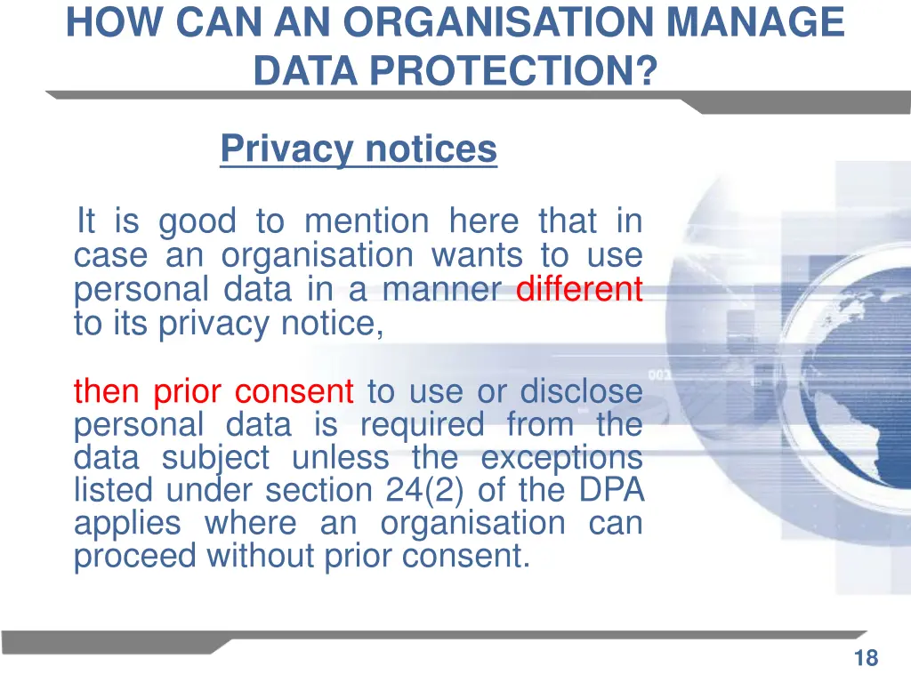 how can an organisation manage data protection 5