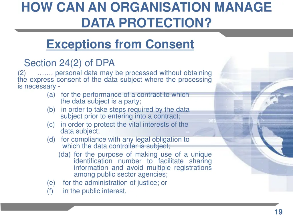 how can an organisation manage data protection 6