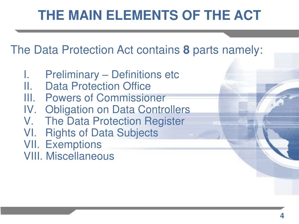 the main elements of the act