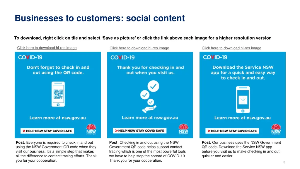 businesses to customers social content