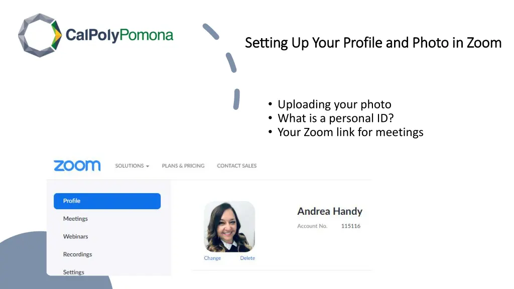 setting up your profile and photo in zoom setting