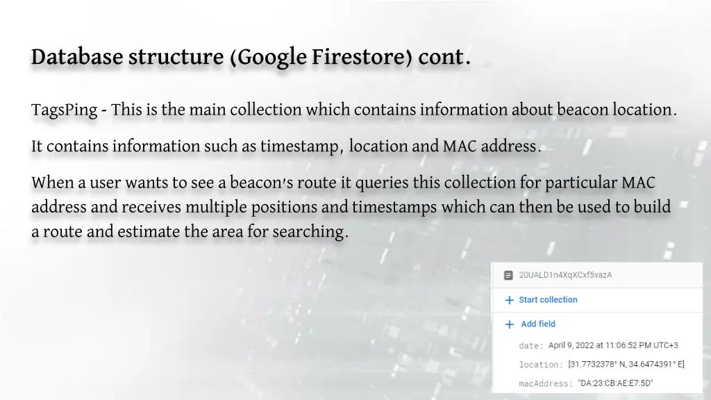 database structure google firestore cont