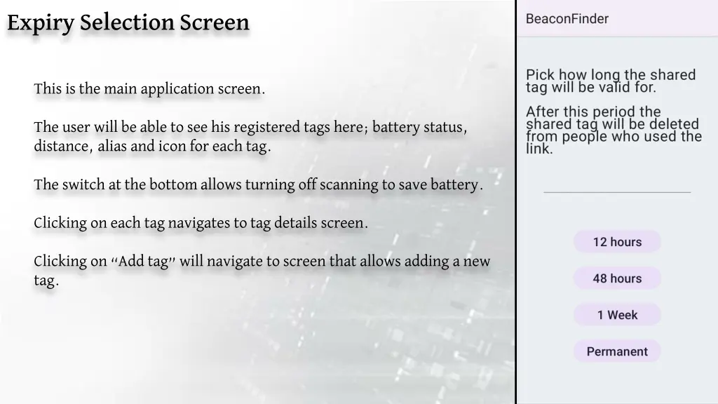 expiry selection screen