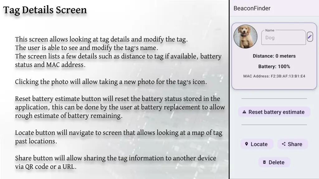 tag details screen