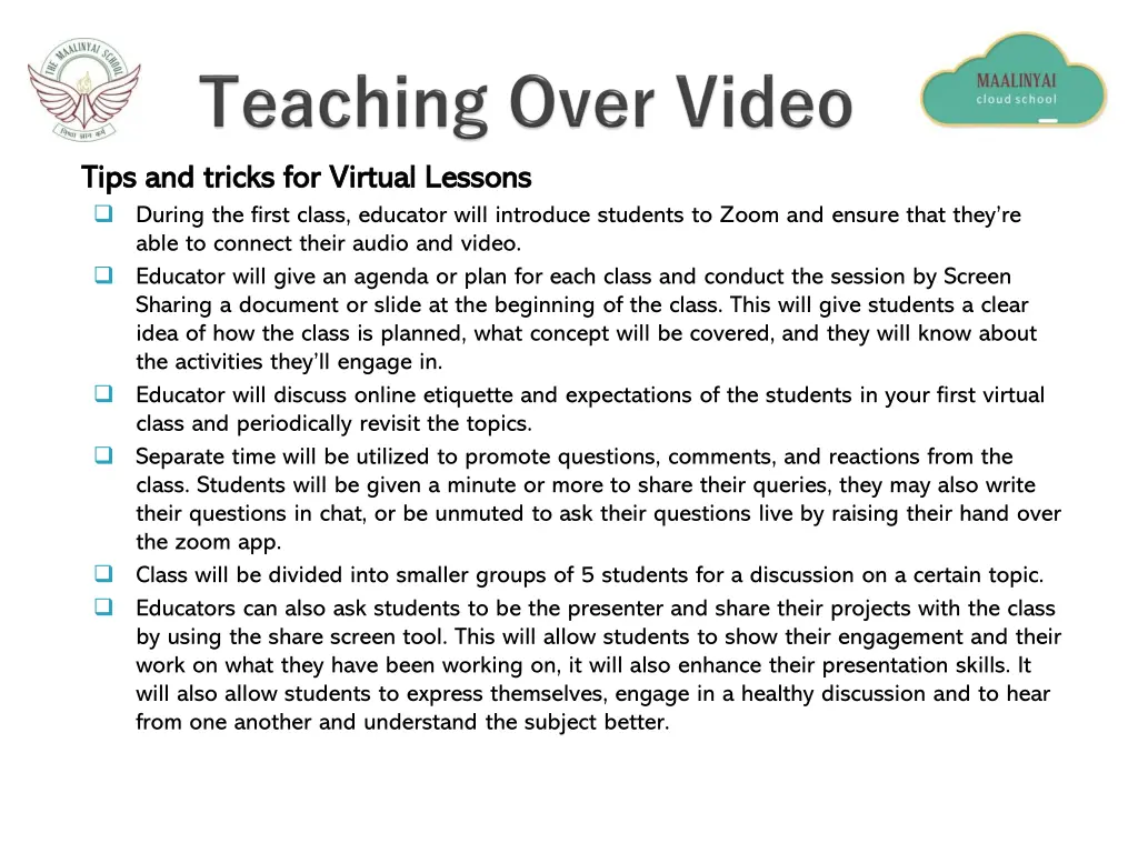 tips and tricks for virtual lessons tips