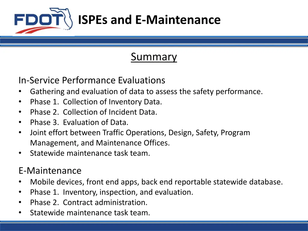 ispes and e maintenance