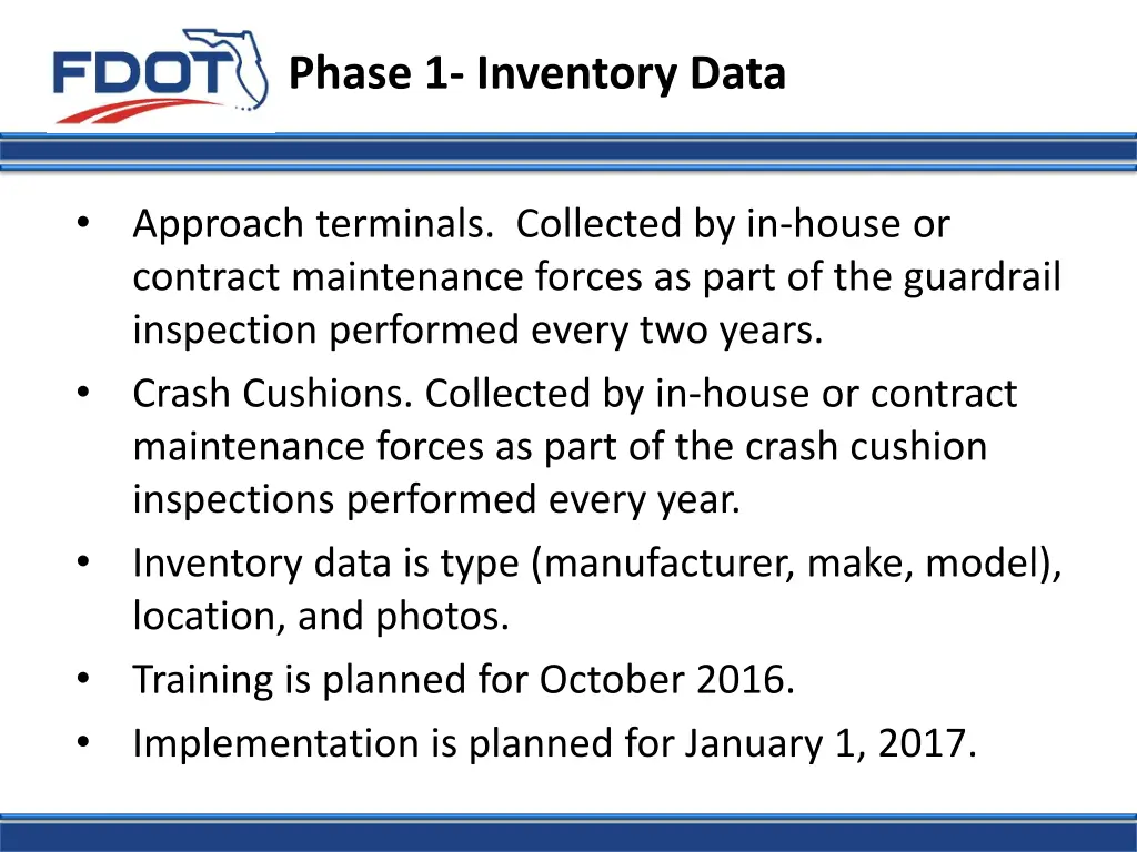 phase 1 inventory data