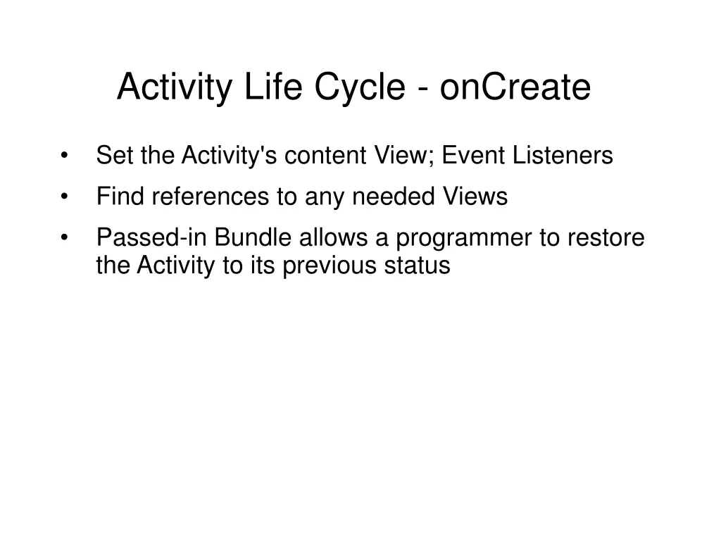 activity life cycle oncreate