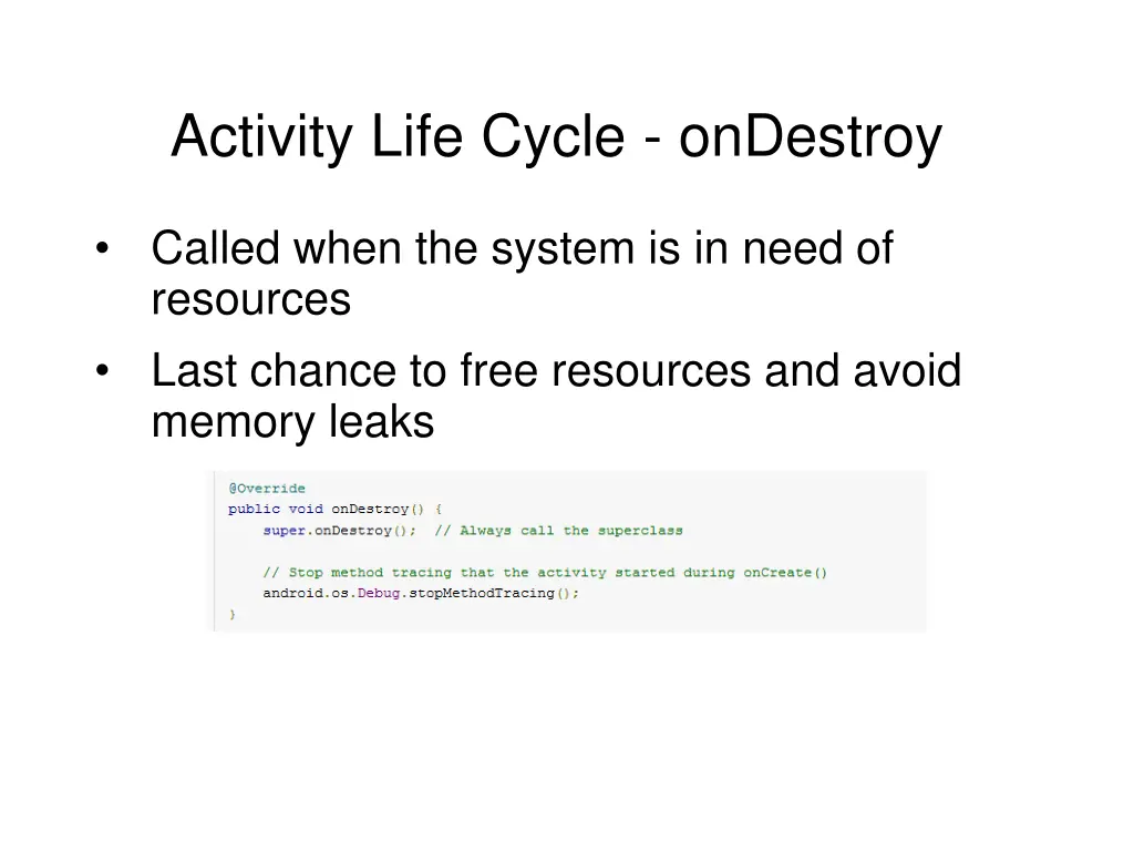 activity life cycle ondestroy