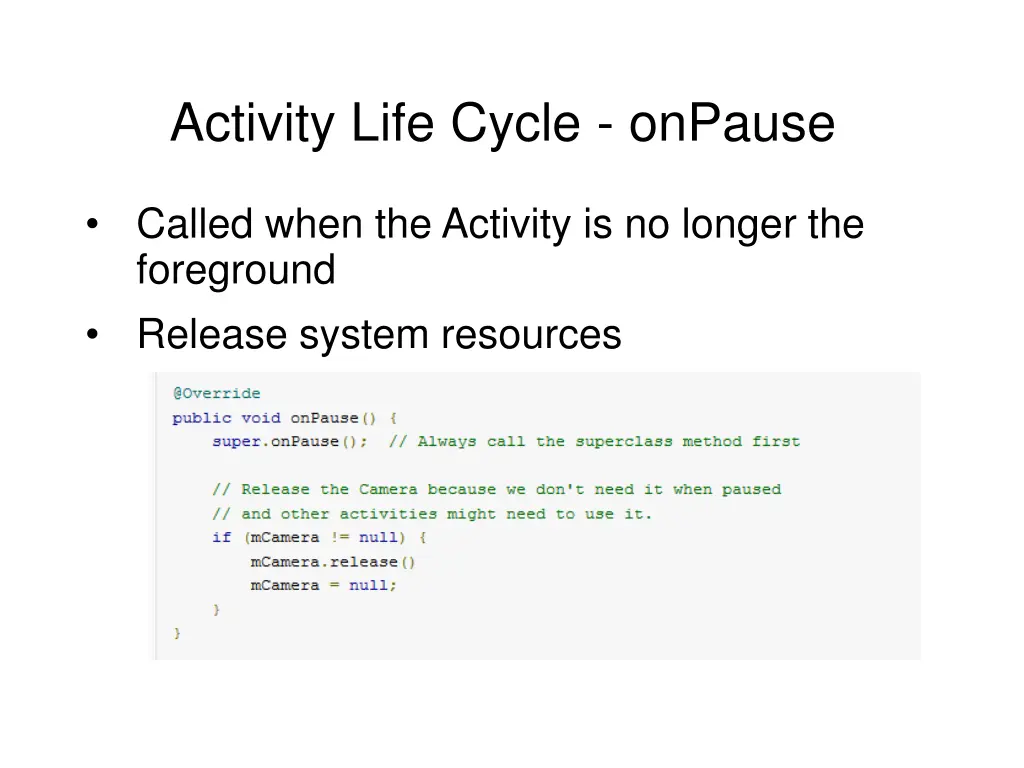 activity life cycle onpause