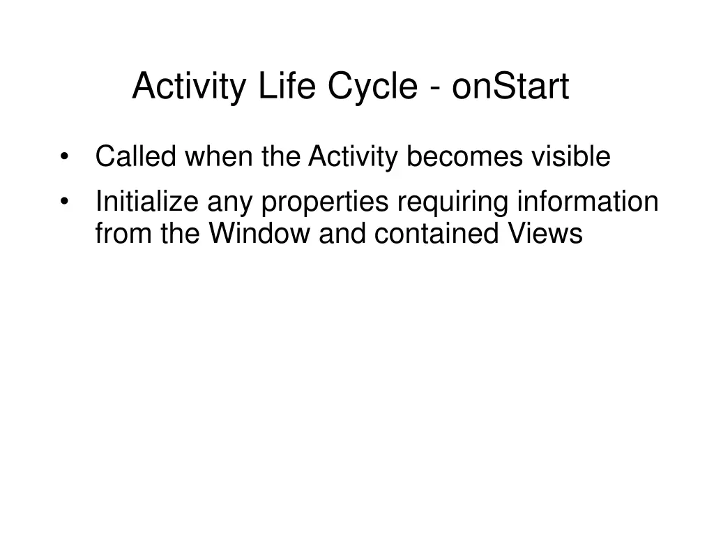 activity life cycle onstart