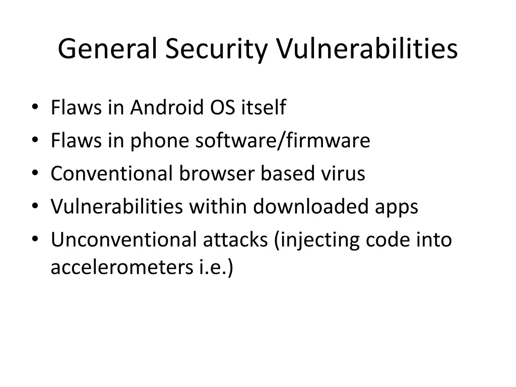 general security vulnerabilities