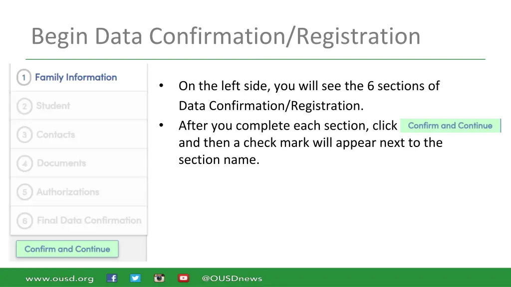 begin data confirmation registration