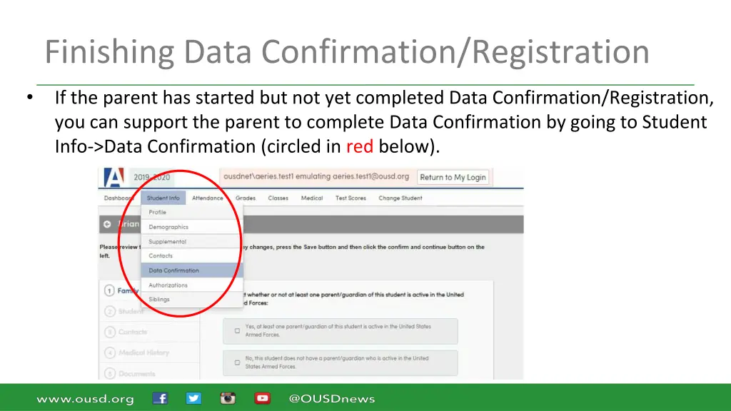 finishing data confirmation registration