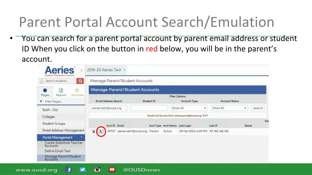 parent portal account search emulation