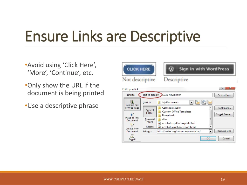 ensure links are descriptive ensure links