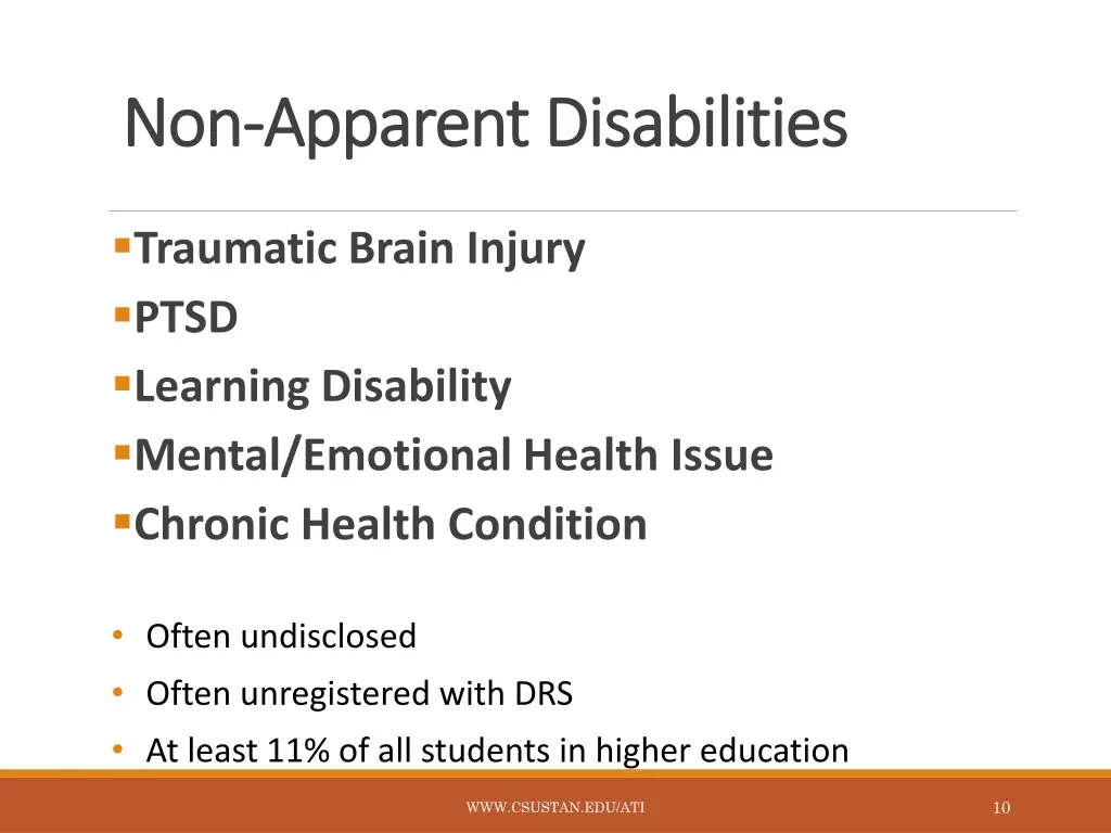 non non apparent disabilities apparent