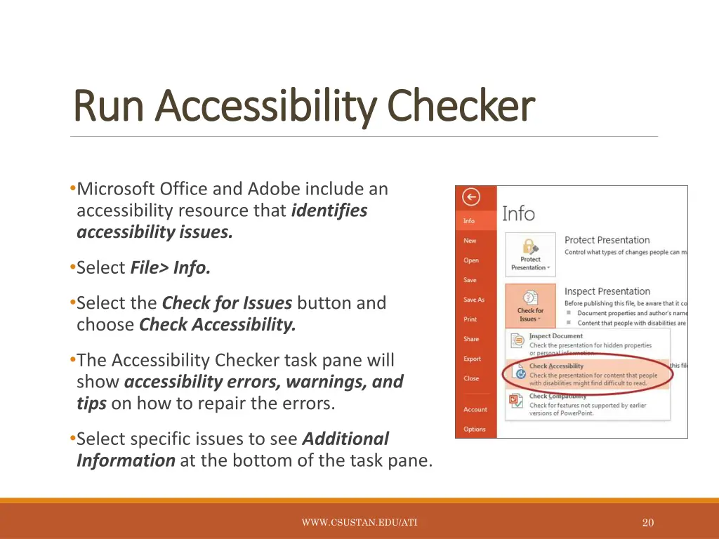 run accessibility checker run accessibility