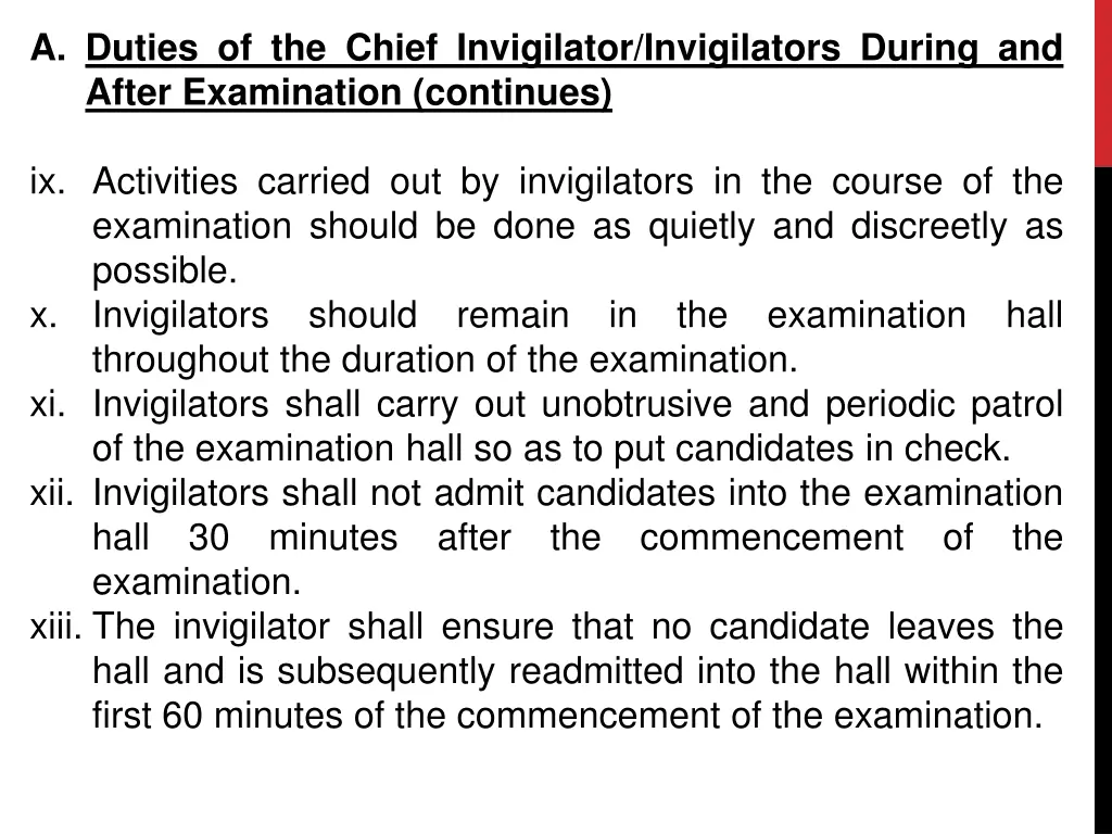 a duties of the chief invigilator invigilators 2