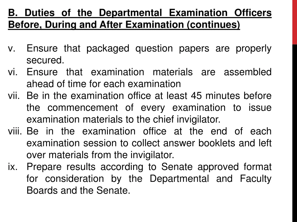 b duties of the departmental examination officers 1