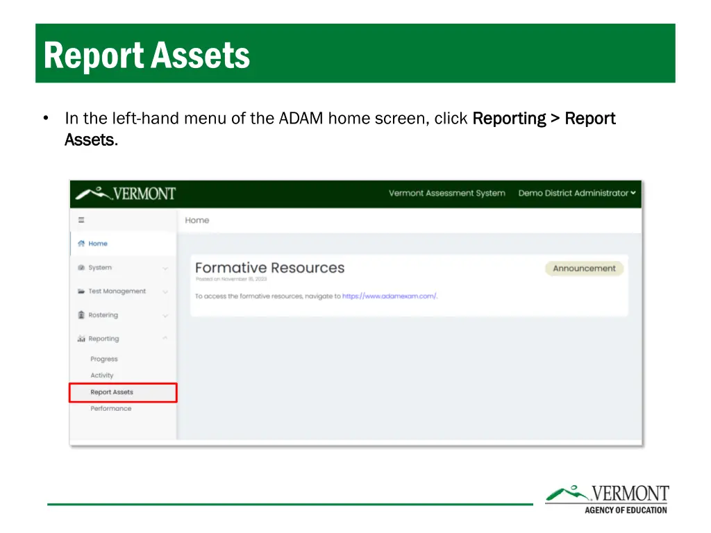 report assets