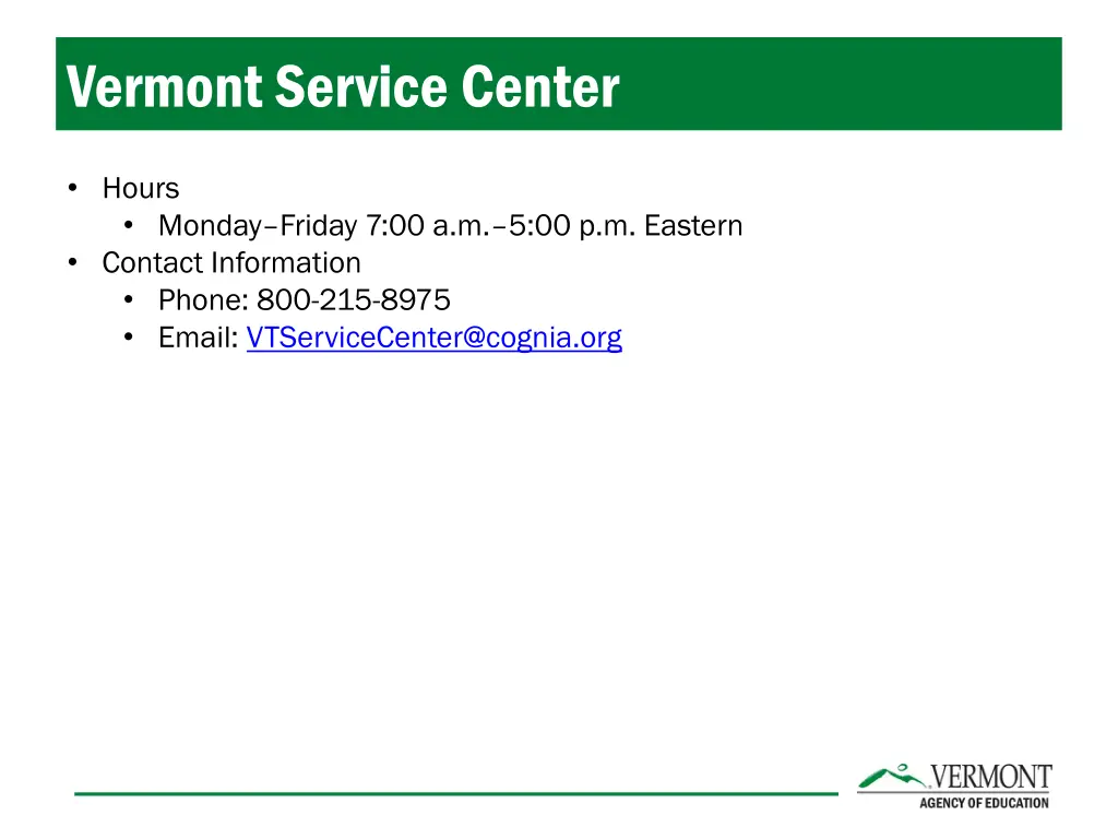 vermont service center