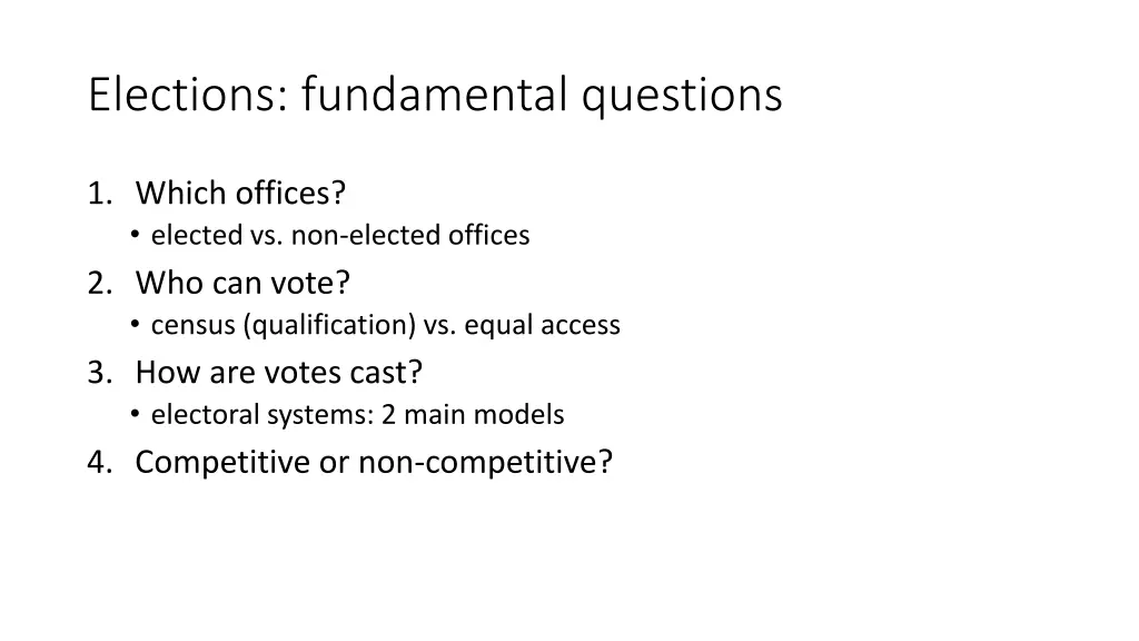 elections fundamental questions