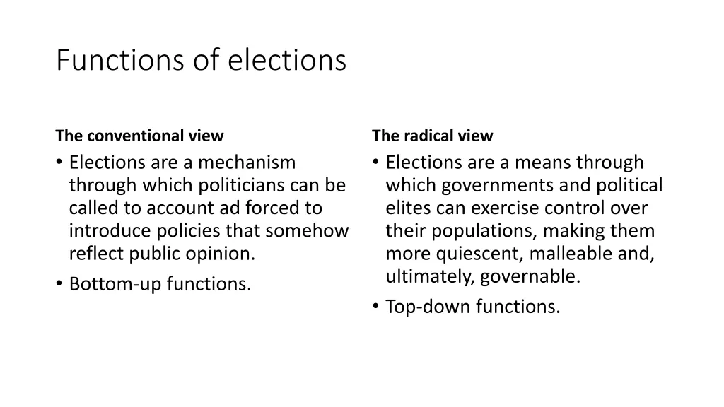 functions of elections