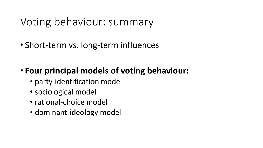 voting behaviour summary